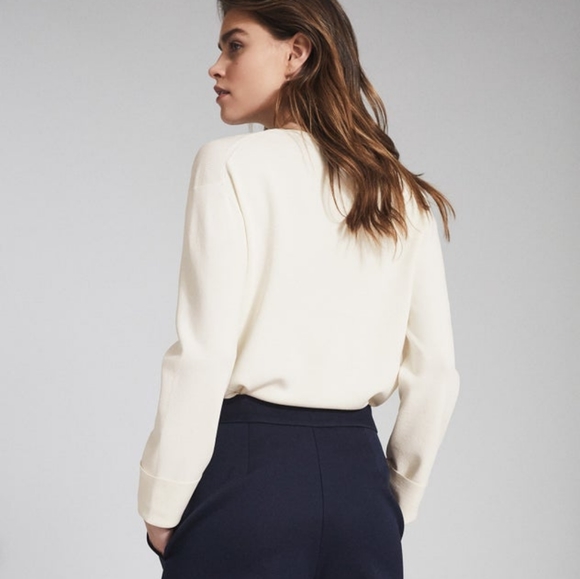 Reiss Tilly Twin Pocket Top in Cream, Size XS - Picture 5 of 10